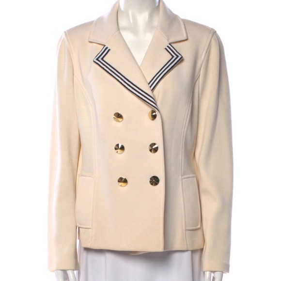 St John Cream Sailor Blazer with Black & White stripes sz 10